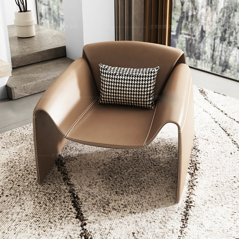 Contemporary Bonded Leather Arms Included Fixed Back Arm Chair