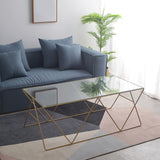 Modern Cross Legs Coffee Table Rectangular Glass Top Cocktail Table for Home