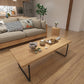 Scandinavian Rectangle Cocktail Table with Pine Wood Top and Iron Sled Base