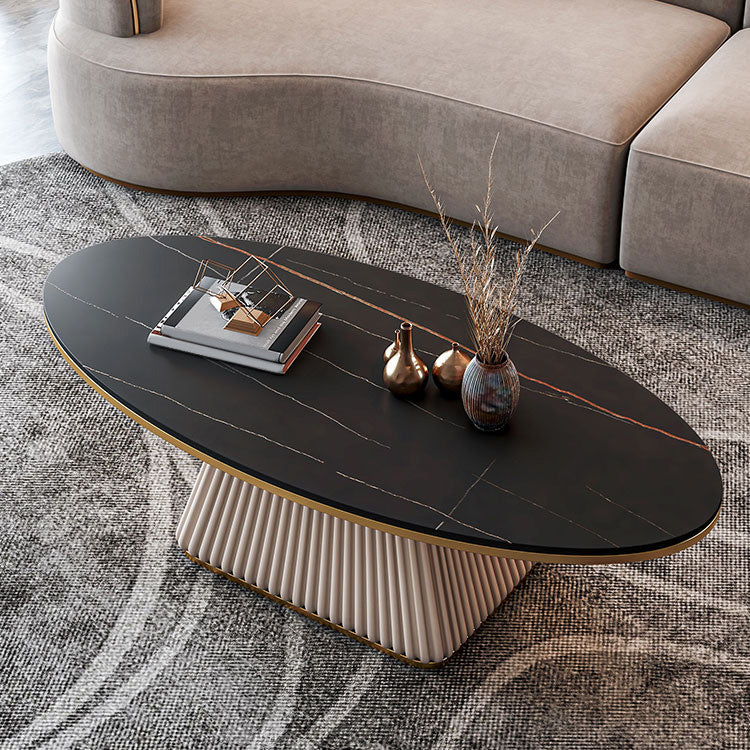 Glam Pedestal Cocktail Table Oval Coffee Cocktail Table for Home