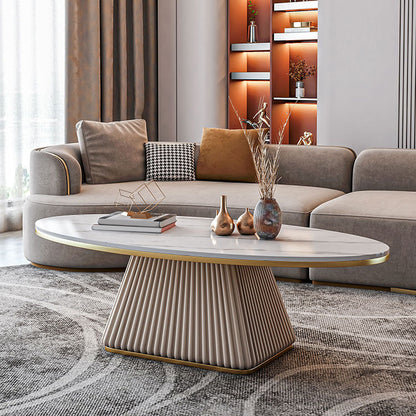 Glam Pedestal Cocktail Table Oval Coffee Cocktail Table for Home