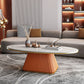 Glam Pedestal Cocktail Table Oval Coffee Cocktail Table for Home