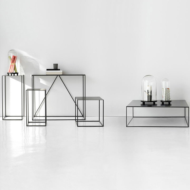 Mid-Century Modern Iron Square Coffee Table with Frame Base Cocktail Table Clearhalo 'Coffee & Accent Tables' 'Coffee Tables' 'coffee_tables' 'furn' 'furn_coffee_tables' 'Furniture' 'Living Room Furniture' 5931726