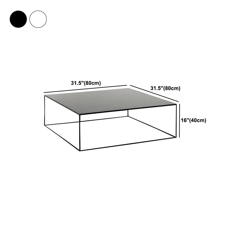 Mid-Century Modern Iron Square Coffee Table with Frame Base Cocktail Table Clearhalo 'Coffee & Accent Tables' 'Coffee Tables' 'coffee_tables' 'furn' 'furn_coffee_tables' 'Furniture' 'Living Room Furniture' 5931732