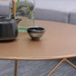 Mid-Century Modern Round Coffee Table with Iron Top and Steel Base