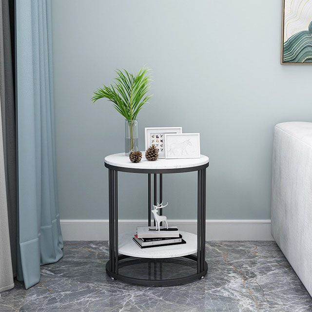 21.65 "背の高い現代的なサイドエンドテーブルメタルフレームラウンドソファサイドアクセントテーブル