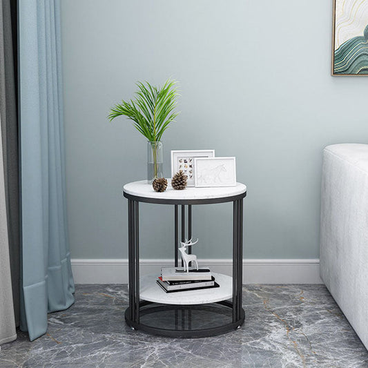 21.65" Tall Contemporary Side End Table Metal Frame Round Sofa Side Accent Table