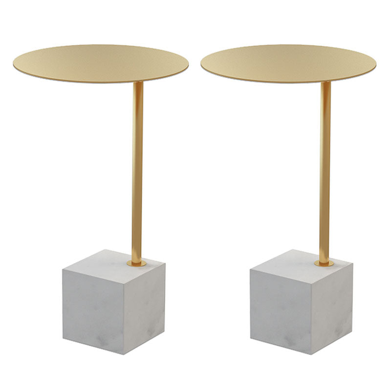 Metal Round Top Side Table 23.6" Tall Marble Pedestal End Table Gold-White 2 Clearhalo 'Coffee & Accent Tables' 'End & Side Tables' 'end_side_tables' 'furn' 'furn_end_side_tables' 'Furniture' 'Living Room Furniture' 5931936