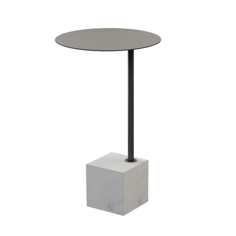 Metal Round Top Side Table 23.6" Tall Marble Pedestal End Table Clearhalo 'Coffee & Accent Tables' 'End & Side Tables' 'end_side_tables' 'furn' 'furn_end_side_tables' 'Furniture' 'Living Room Furniture' 5931945
