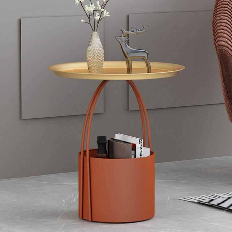 Round -Tablett Top Side Table Metall -Podest -Endtisch mit Speicher