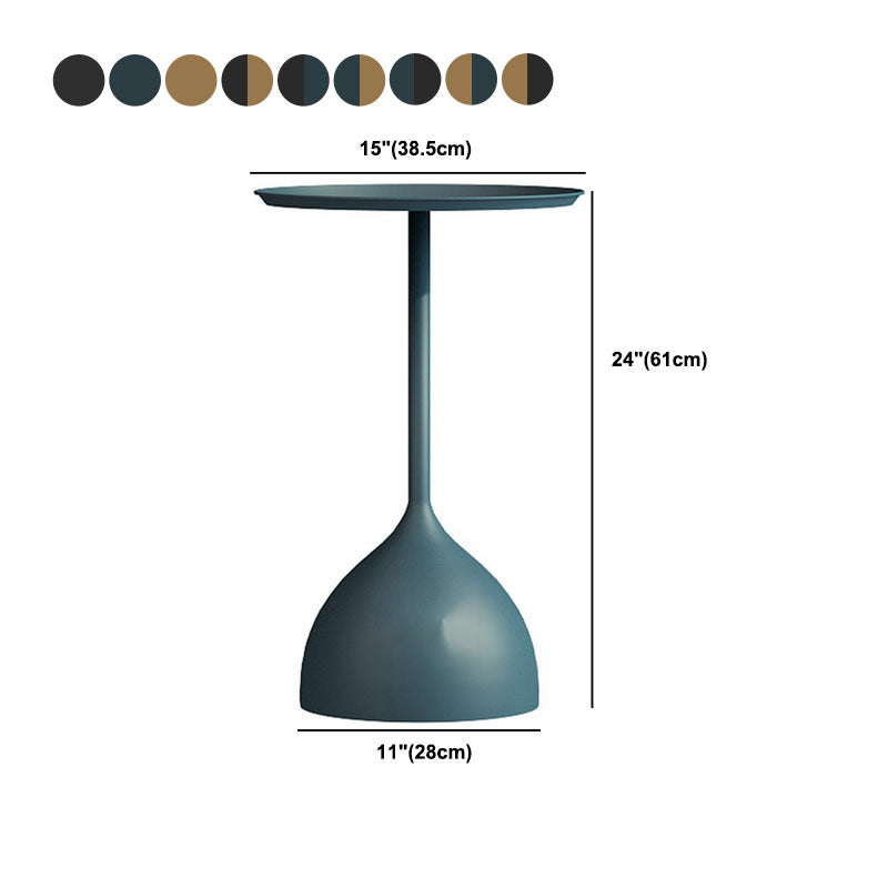 Mid-century Modern 24 " Tall Iron Pedestal End Table Round Tray Top Side Table