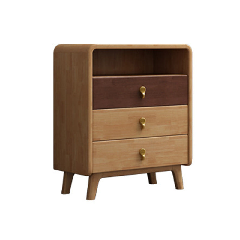 Hedendaagse natuurlijke accentkist met 4 houten benen en laden