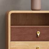 Cofre de acento natural contemporáneo con 4 patas de madera y cajones