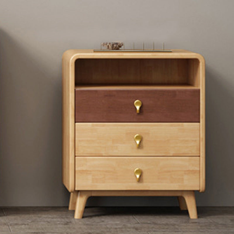 Hedendaagse natuurlijke accentkist met 4 houten benen en laden