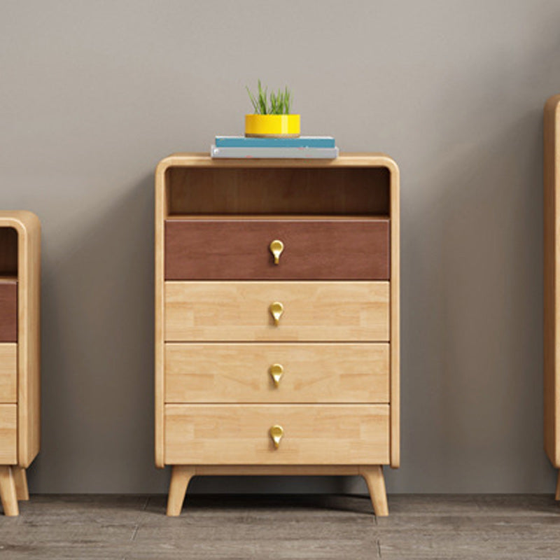 Hedendaagse natuurlijke accentkist met 4 houten benen en laden