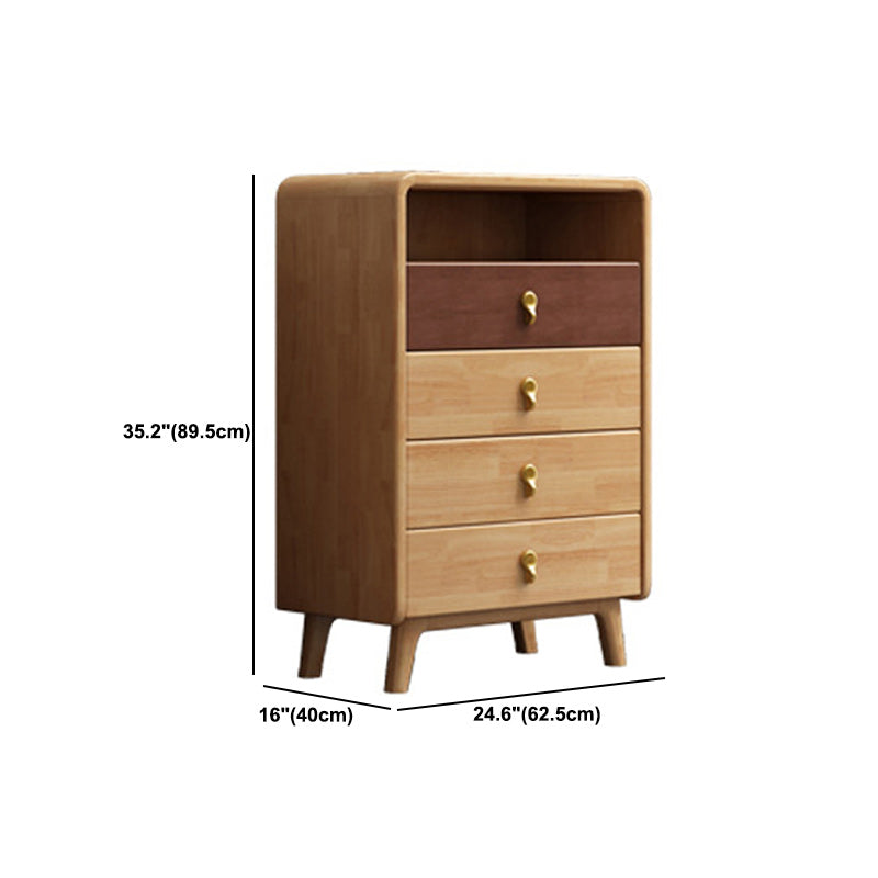 Hedendaagse natuurlijke accentkist met 4 houten benen en laden