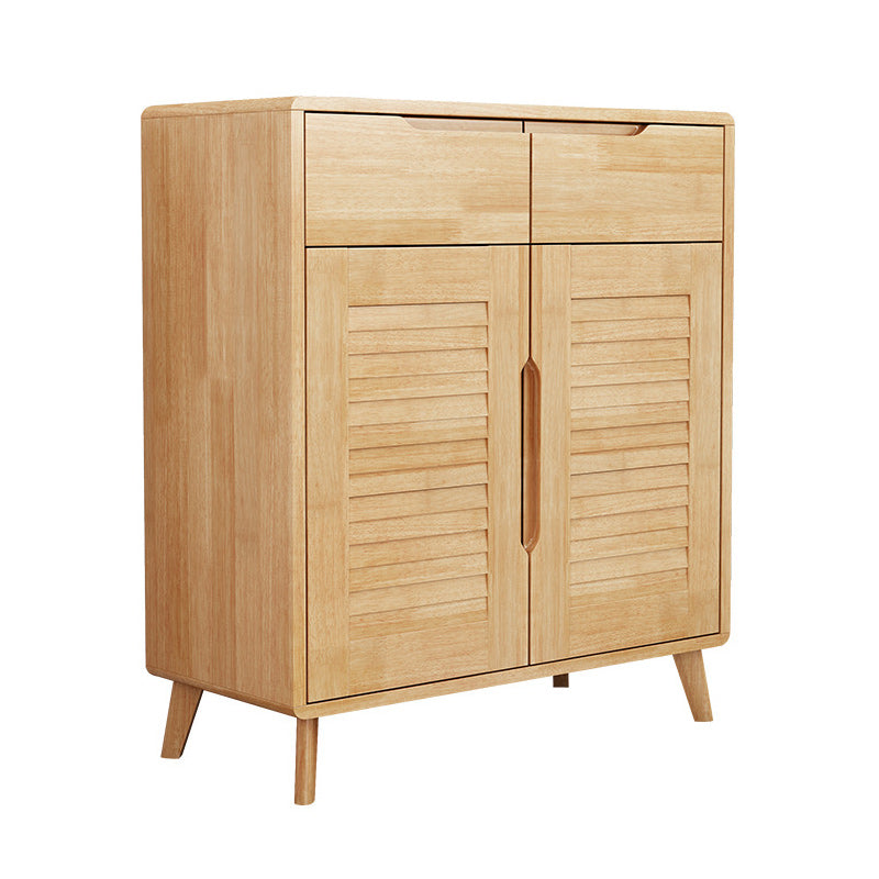 Gabinete contemporáneo de acento de madera maciza con 2 cajones y puertas