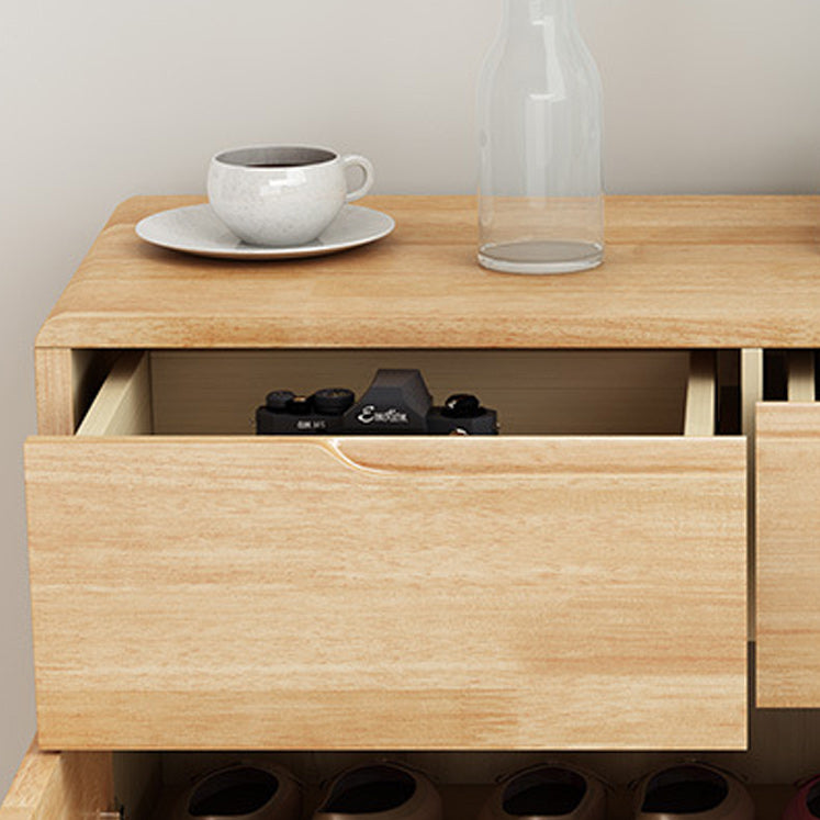 Gabinete contemporáneo de acento de madera maciza con 2 cajones y puertas