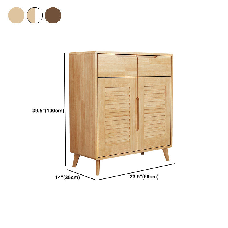 Gabinete contemporáneo de acento de madera maciza con 2 cajones y puertas