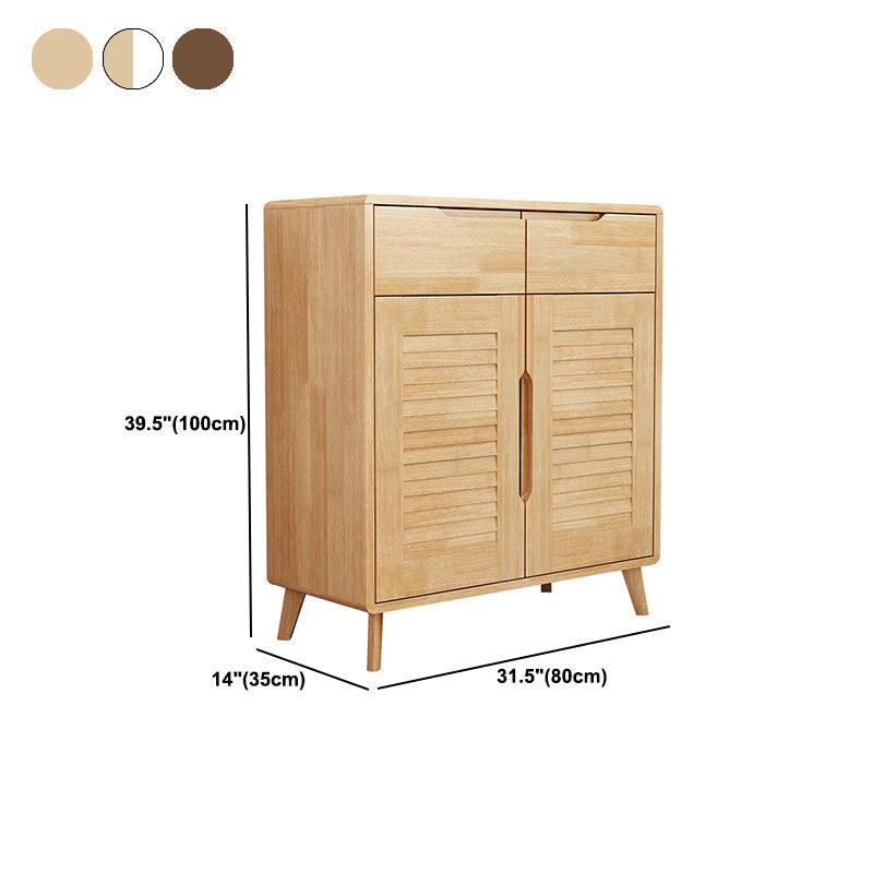 Gabinete contemporáneo de acento de madera maciza con 2 cajones y puertas