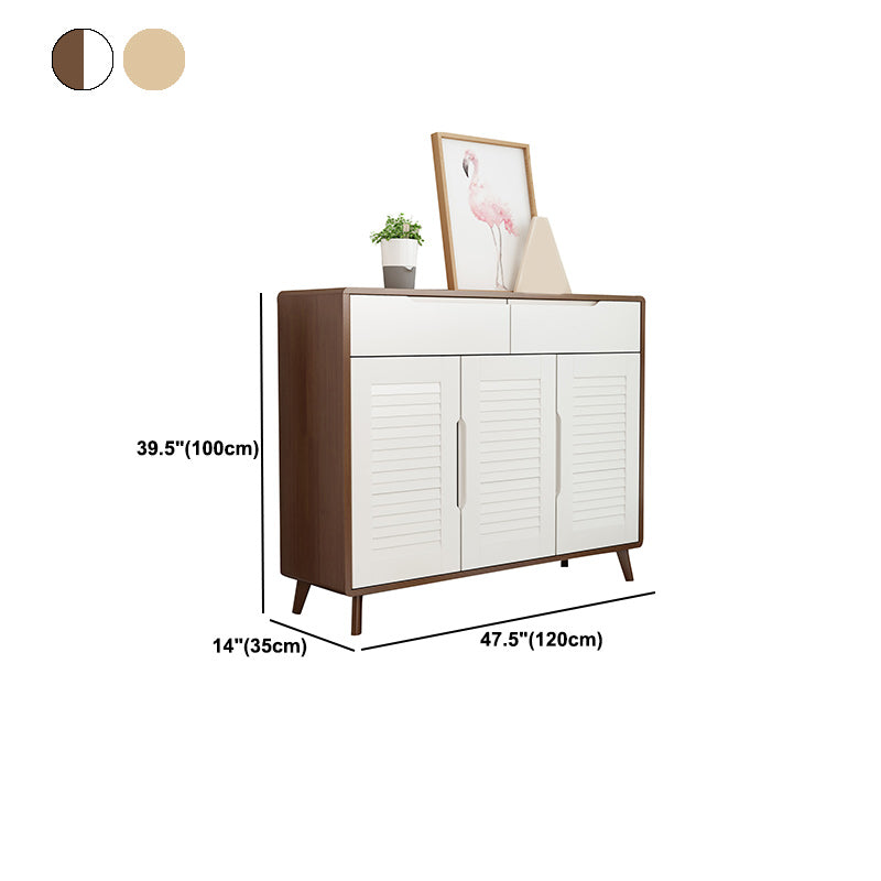 Gabinete contemporáneo de acento de madera maciza con 2 cajones y puertas