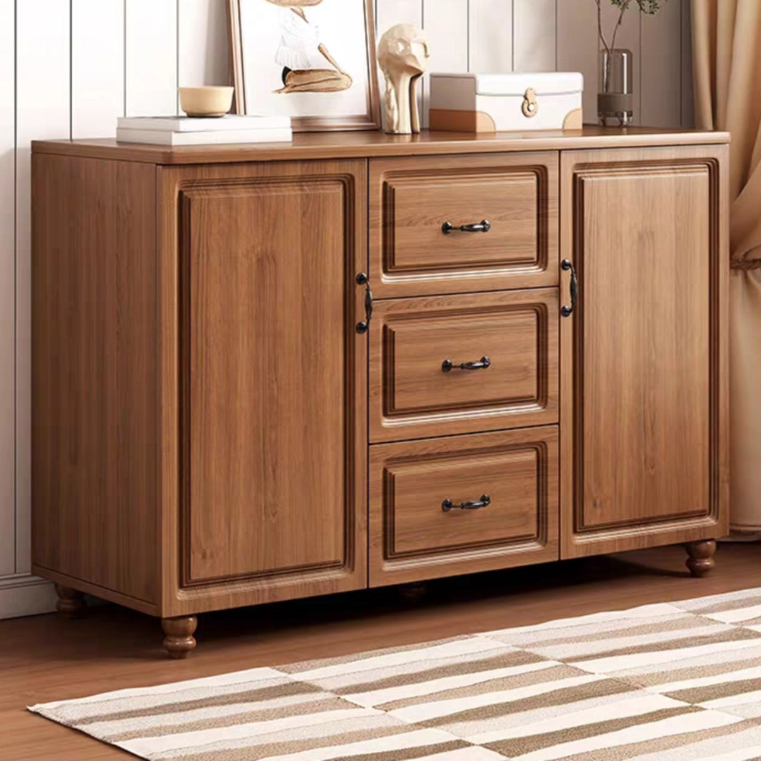 Mid-Century Modern Rectangle Accent Cabinet with Bun Feet and Drawers