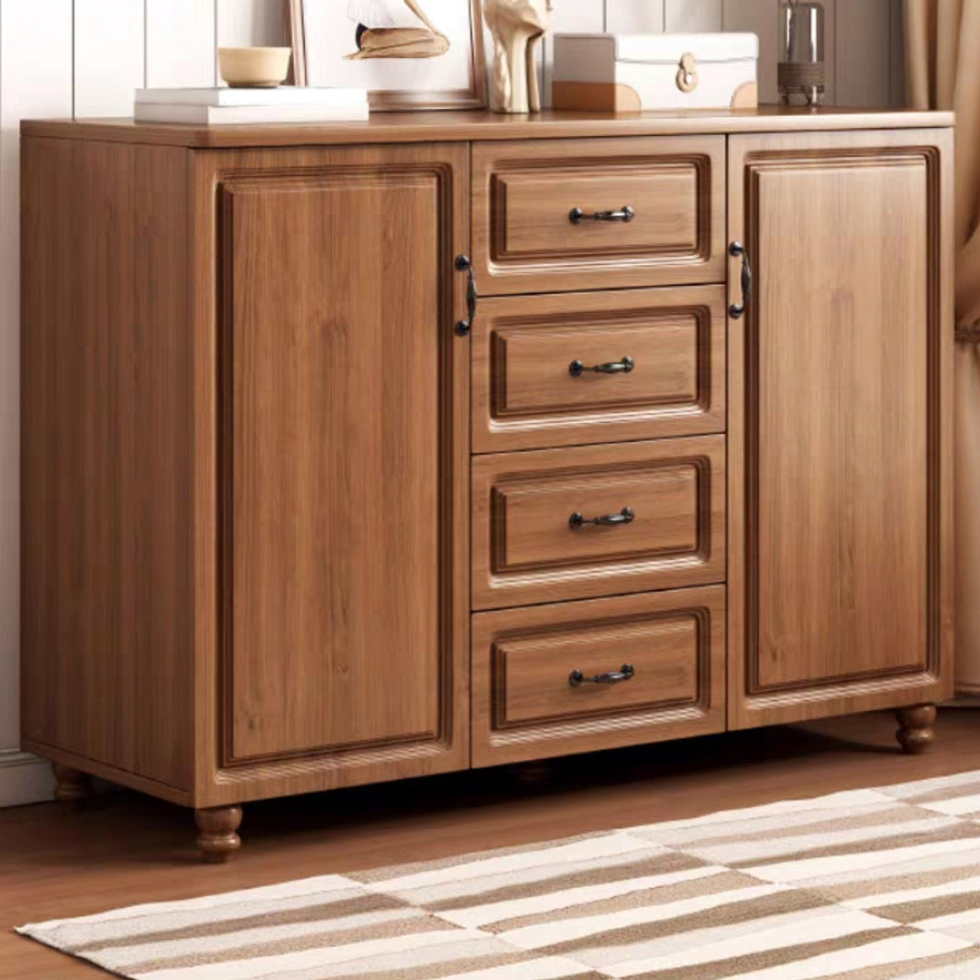 Mid-Century Modern Rectangle Accent Cabinet with Bun Feet and Drawers