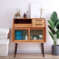 Mid-Century Modern Accent Cabinet with Glass Door and Shelf and 2 Drawers Brown Clearhalo 'Cabinets & Chests' 'cabinets_chests' 'furn' 'furn_cabinets_chests' 'Furniture' 'Living Room Furniture' 5932185