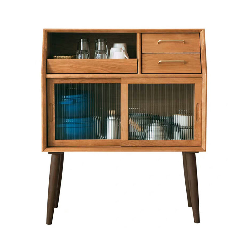 Mid-Century Modern Accent Cabinet with Glass Door and Shelf and 2 Drawers Clearhalo 'Cabinets & Chests' 'cabinets_chests' 'furn' 'furn_cabinets_chests' 'Furniture' 'Living Room Furniture' 5932189