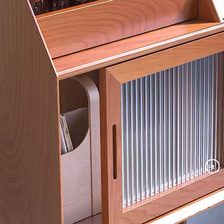 Mid-Century Modern Accent Cabinet with Glass Door and Shelf and 2 Drawers Clearhalo 'Cabinets & Chests' 'cabinets_chests' 'furn' 'furn_cabinets_chests' 'Furniture' 'Living Room Furniture' 5932191