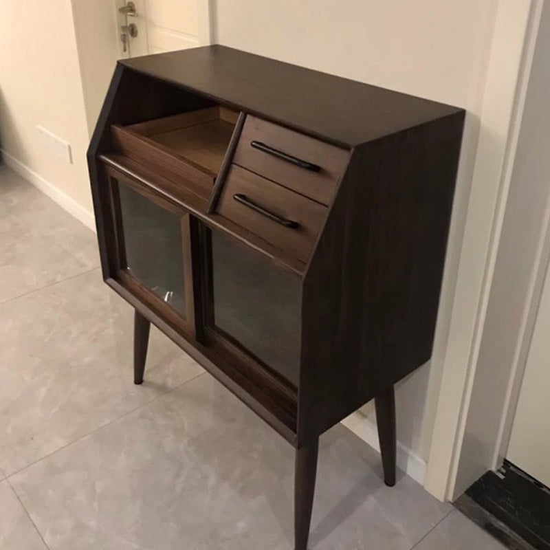 Mid-Century Modern Accent Cabinet with Glass Door and Shelf and 2 Drawers Clearhalo 'Cabinets & Chests' 'cabinets_chests' 'furn' 'furn_cabinets_chests' 'Furniture' 'Living Room Furniture' 5932198