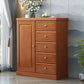 Contemporary Accent Cabinet with 1 Door and Drawers in Rubberwood 31"L x 16"W x 39"H Red Brown Clearhalo 'Cabinets & Chests' 'cabinets_chests' 'furn' 'furn_cabinets_chests' 'Furniture' 'Living Room Furniture' 5932205
