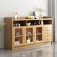 Modern Accent Cabinet with 3 Drawers and Bar Pulls Glass Doors