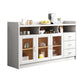 Modern Accent Cabinet with 3 Drawers and Bar Pulls Glass Doors