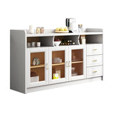 Modern Accent Cabinet with 3 Drawers and Bar Pulls Glass Doors