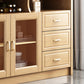 Modern Accent Cabinet with 3 Drawers and Bar Pulls Glass Doors