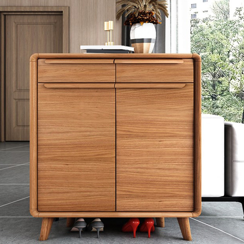 Modern Rectangle Wood Side Cabinet Bar Pulls Cabinet With Doors 39"L x 14"W x 38"H Natural Clearhalo 'Cabinets & Chests' 'cabinets_chests' 'furn' 'furn_cabinets_chests' 'Furniture' 'Living Room Furniture' 5932264