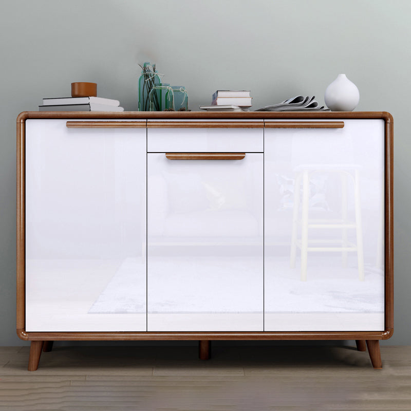 Modern Rectangle Wood Side Cabinet Bar Pulls Cabinet With Doors 55"L x 14"W x 38"H Natural Wood White Clearhalo 'Cabinets & Chests' 'cabinets_chests' 'furn' 'furn_cabinets_chests' 'Furniture' 'Living Room Furniture' 5932276