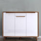 Modern Rectangle Wood Side Cabinet Bar Pulls Cabinet With Doors 47"L x 14"W x 38"H Natural Wood White Clearhalo 'Cabinets & Chests' 'cabinets_chests' 'furn' 'furn_cabinets_chests' 'Furniture' 'Living Room Furniture' 5932279