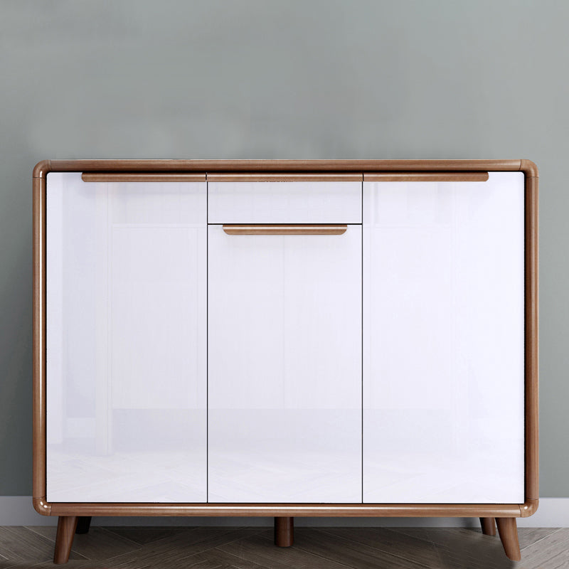 Modern Rectangle Wood Side Cabinet Bar Pulls Cabinet With Doors 47"L x 14"W x 38"H Natural Wood White Clearhalo 'Cabinets & Chests' 'cabinets_chests' 'furn' 'furn_cabinets_chests' 'Furniture' 'Living Room Furniture' 5932279