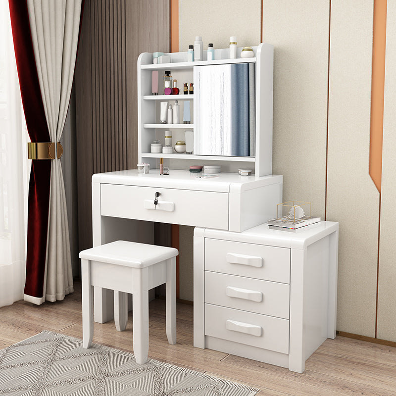 Solid Wood Makeup Vanity Desk Table Scandinavian 4 Drawer Dressing Table