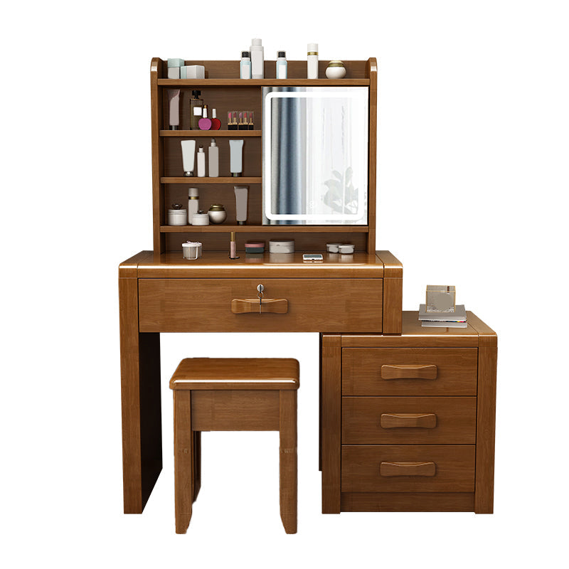 Solid Wood Makeup Vanity Desk Table Scandinavian 4 Drawer Dressing Table