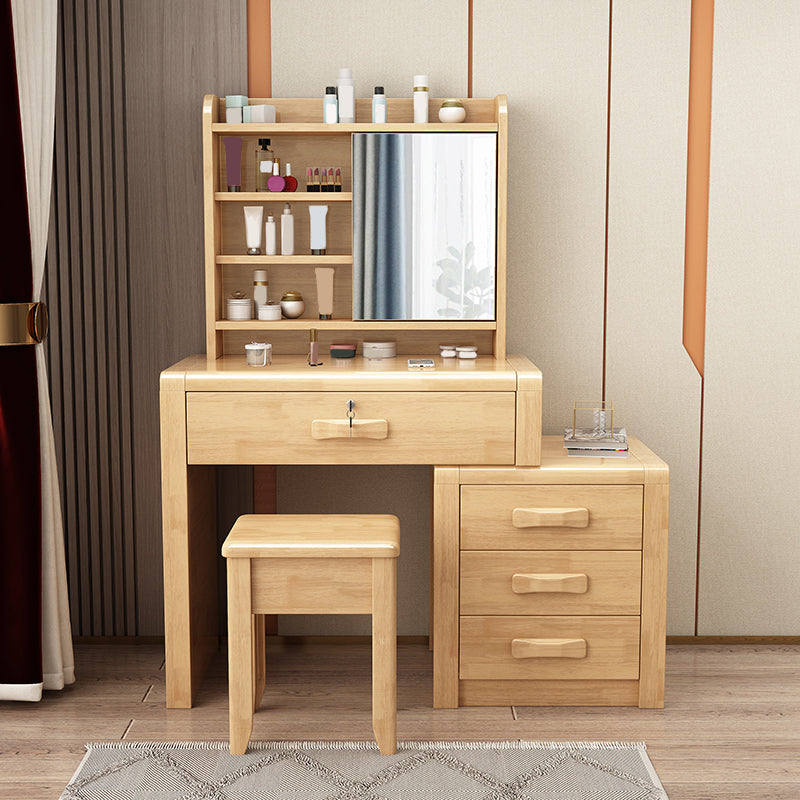 Solid Wood Makeup Vanity Desk Table Scandinavian 4 Drawer Dressing Table