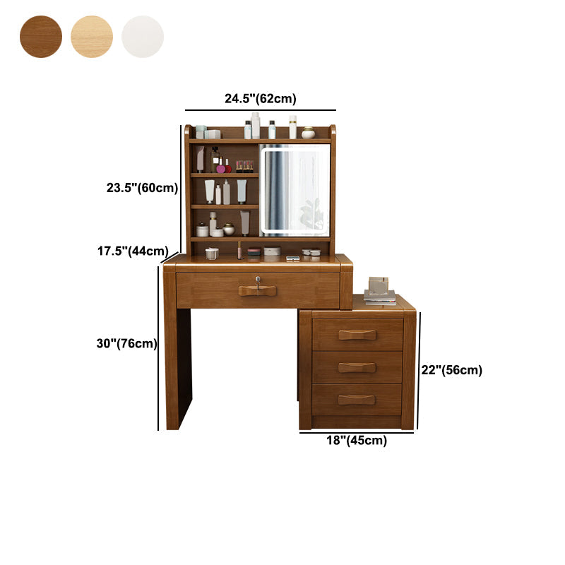 Solid Wood Makeup Vanity Desk Table Scandinavian 4 Drawer Dressing Table