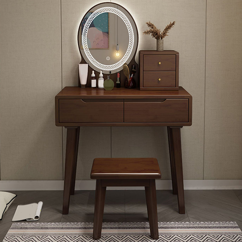 Scandinavian Vanity Makeup Table Set Solid Wood Dressing Table Stool Set