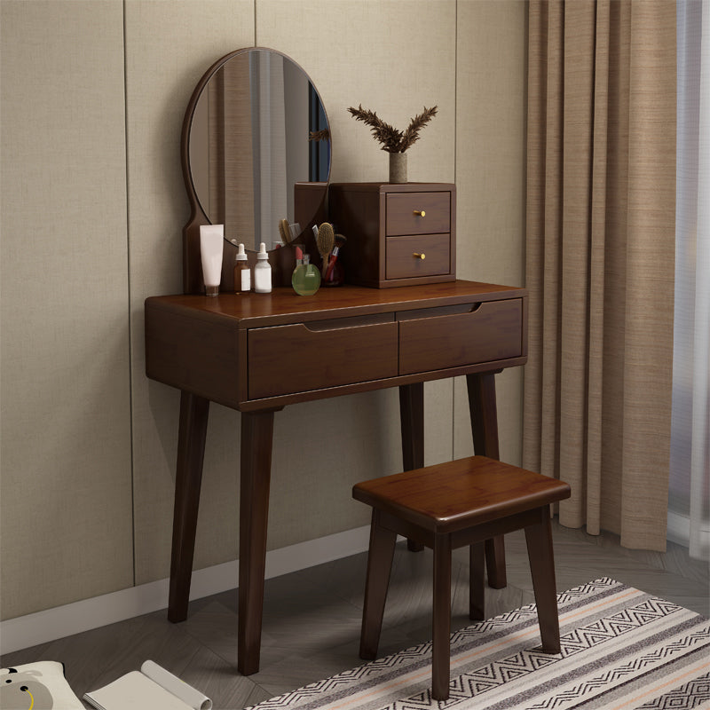 Scandinavian Vanity Makeup Table Set Solid Wood Dressing Table Stool Set