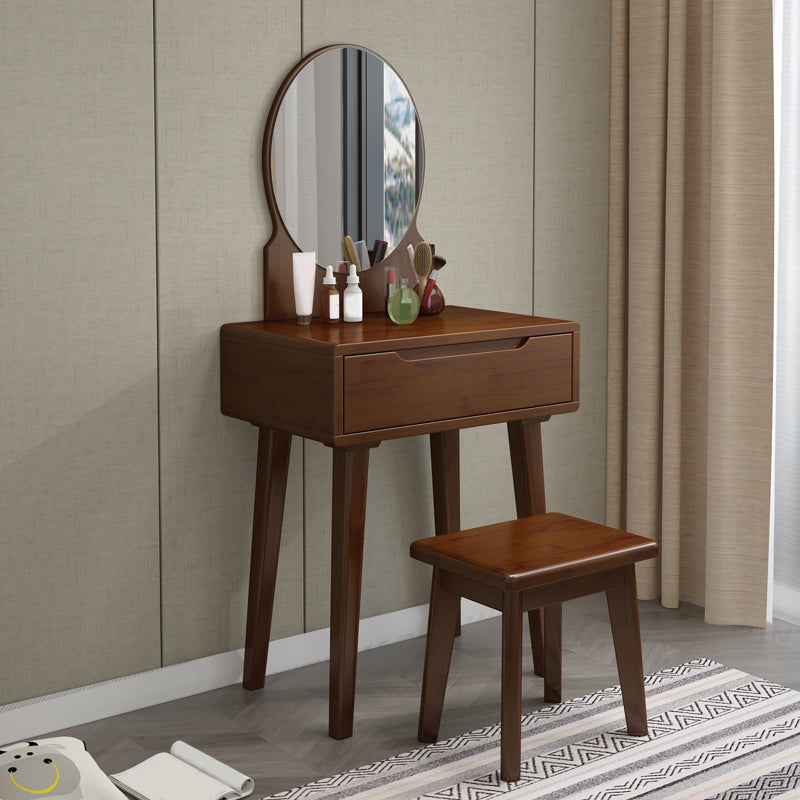 Scandinavian Vanity Makeup Table Set Solid Wood Dressing Table Stool Set