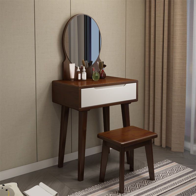 Scandinavian Vanity Makeup Table Set Solid Wood Dressing Table Stool Set