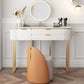 Slate Top Dressing Table Stool Set Glam Makeup Vanity Desk with Drawers