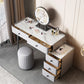 Contemporary Stone Top Vanity with Drawers Grey Vanity Set with Stool